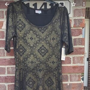 Nwt Lula Roe sz large black and gold long dress